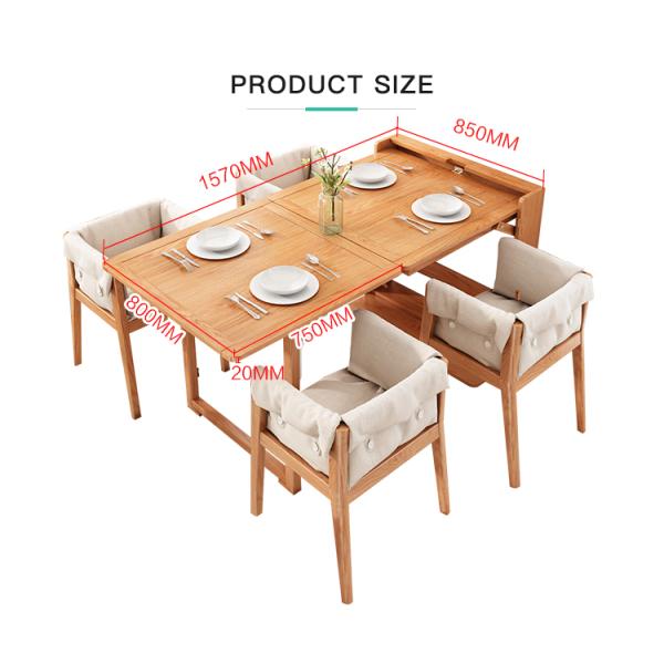 Rectangle Folding Extendable Dining Table Set Burlywood Simple Modern Furniture