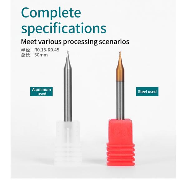 Solid Carbide Micro Diameter Ball Nose End Mill Set Hrc55/60 Ball Nose Milling Cutter Customizable for Aluminum Copper Alloy OEM