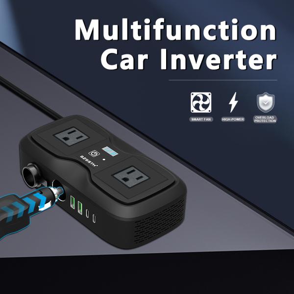 Power Up Your Journey: 200W Car Inverter with 2 AC Sockets & Dual USB-C | Stay Connected on the Road