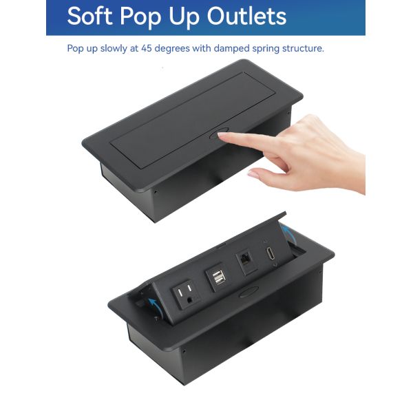 Recessed Floor Pop Up Socket Box Electrical Outlet 10W USB Space Saving