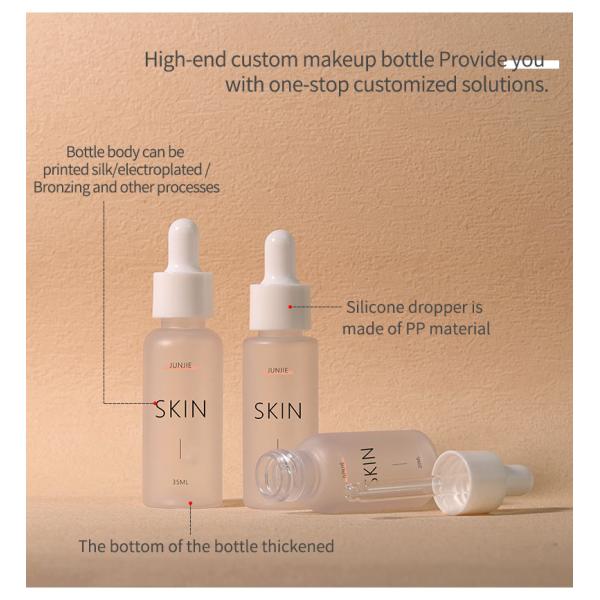 PET Frosted Dropper Bottle Transparent Dropper Serum Bottle 20ml 25ml 35ml For Skincare