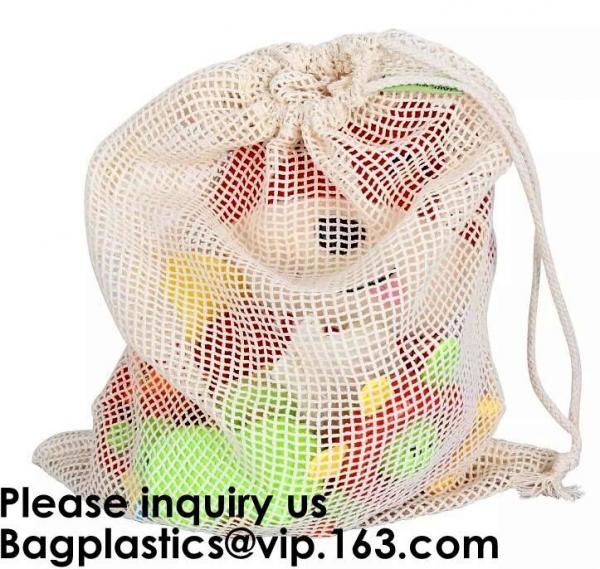 Quality Cotton Packing Bags For Fruit & Vegetables, Organic Cotton Mesh Bags, Drawstring Cotton Net Bags, bagease, bagplastics for sale