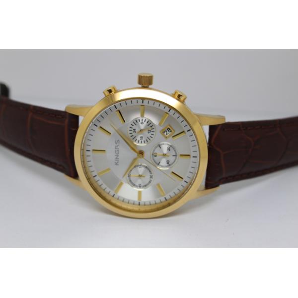 Stainless Steel Back Watch / Genuine Leather Watch With Power Reserve , Logo Custom