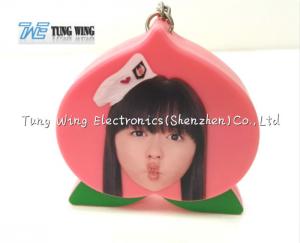 Buy cheap Pink Peach Shaped Music Keychain Custom Talking Keychain With Sound product