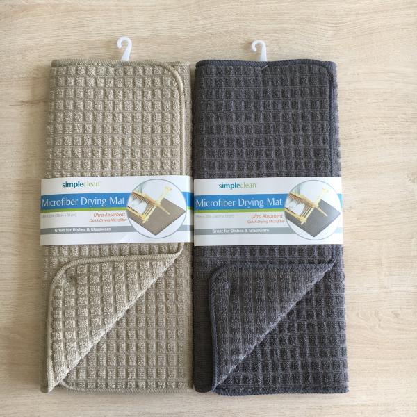 Sinlge packed 1pc Microfiber printeted water absorb dish mat kitchen water pad with grid patten
