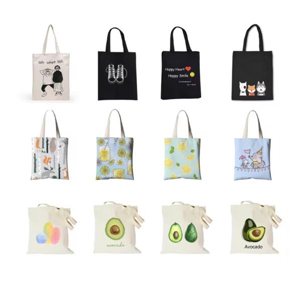 OEM Small Canvas Tote Bag Shopping Sublimation Printing 6OZ 8OZ 10OZ