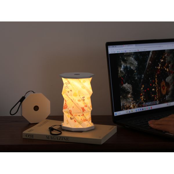 Rechargeable Origami Mini Rotating Paper Lamp Desk Lights E26 Touch Control Birthday Gift