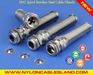 China EMC Spiral Stainless Steel Cable Glands IP68 with Standard & Elongated PG Thread on sale