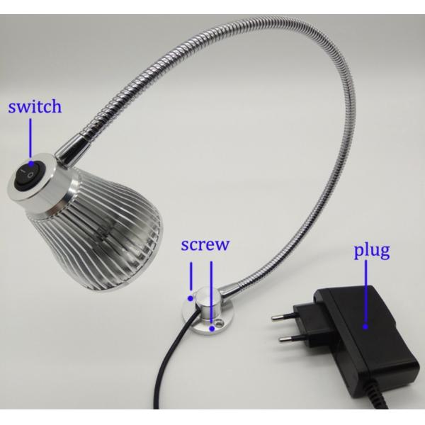Flexible Bendable Stainless Steel Tubing Bedside Reading Lamp 1W