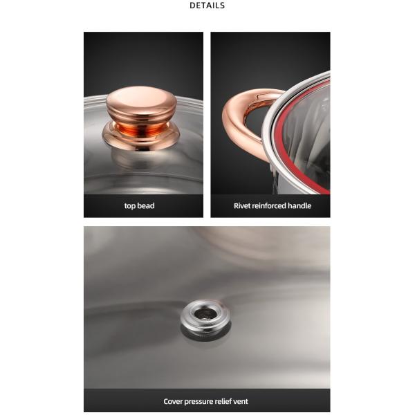 New Product 12 PCS 201 Stainless Steel Pan And Pot Nonstick Cookware Sets With Stainless Steel Handle