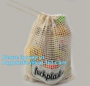 Buy cheap Reusable Long Handle Cotton Net Produce Bag , Cotton Net Shopping Bags For Vegetables product