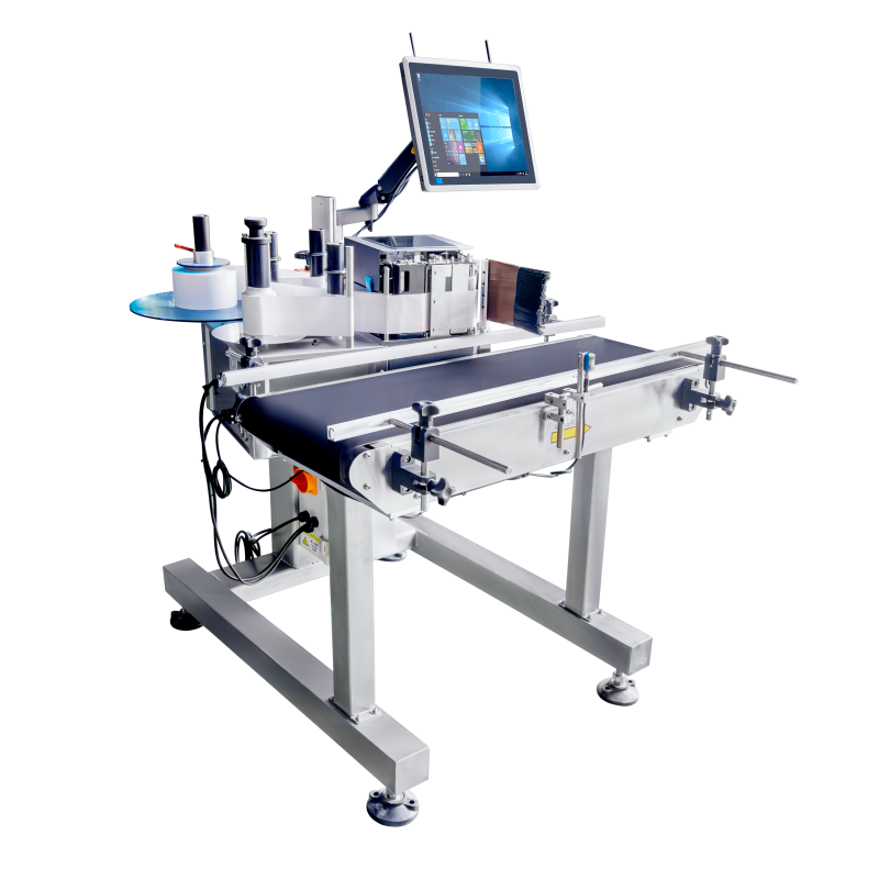 Boxs And Flat Bottles Barcode Applicator Machine Automatic Online Duplex Label Printing Machine With Customize