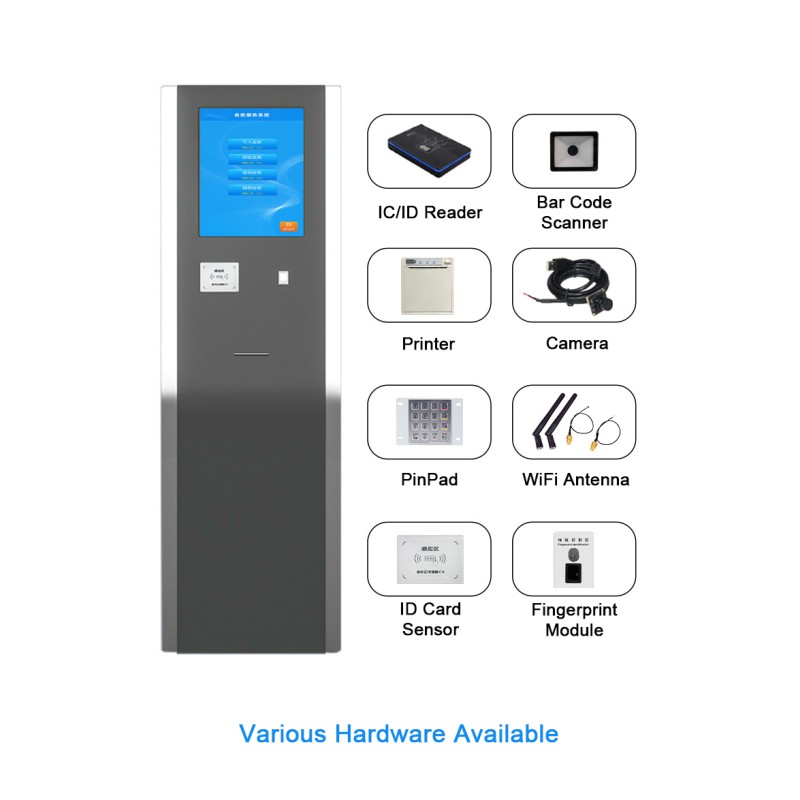MJK Electronic Indoor Queue Management System Touch Kiosk with Ticket Dispenser for Bank Equipment