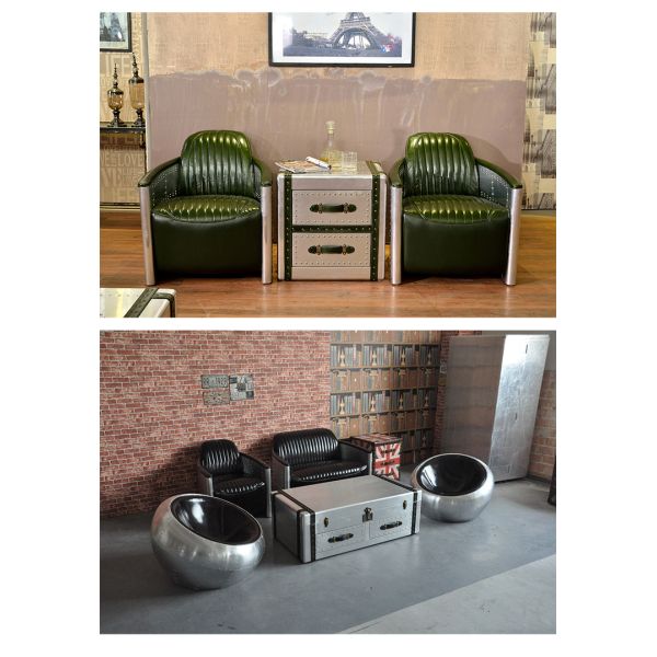 Nidea #8655 Retro Industrial Loft Style Aluminum Multifunction Coffee Table Cabinet for Villas Living Room Unique Furniture