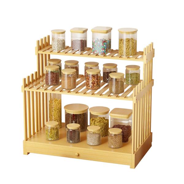 Organize Your Kitchen Countertop in Style with 3-Tier Bamboo Standing Spice Rack
