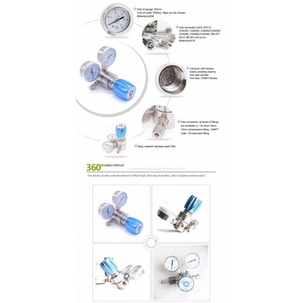 Co2 Nitrogen Semiconductor Diaphragm Seal Pressure Gauge SS316 L Pressure Reducer