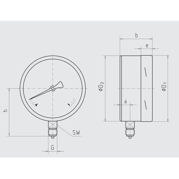 10 Bar Pressure Gauge Bottom Connection Ss316 160mm 1 MPa Test Manometer