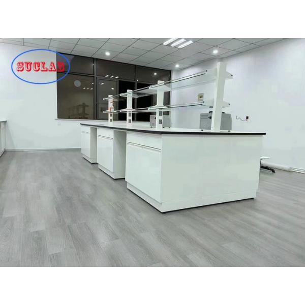 White Phenolic Resin Worktop Laboratory Casework With Steel Frame Reagent Shelves