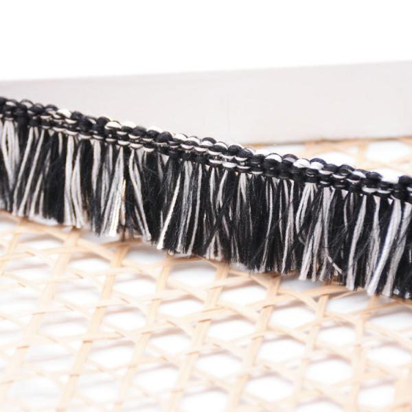 Nylon Black White Carpet Pillows 2.5cm Fringe Tassel Trim