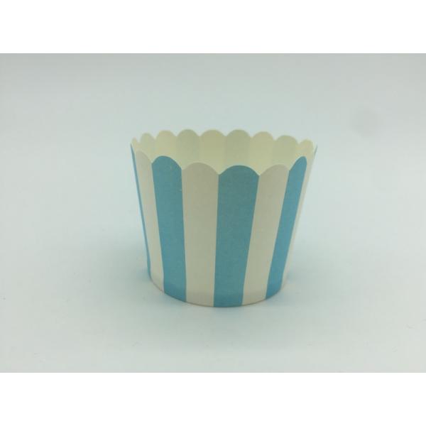 Round Muffin Baking Cups , Disposable Baking Cups Blue And White Mied Zebra Lines