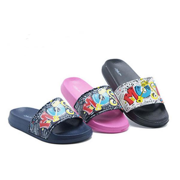 Simple Flat Girl Kid Flip Flop With Print PU Upper