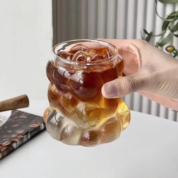 High Borosilicate Glass Cup Transparent Irregular Glass Coffee Mug For Enjoying Drinks