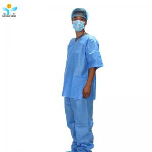 China Medical Blue Medical Green seperated Top and Pant Disposable Hospital Scrubs Protective Siuts on sale