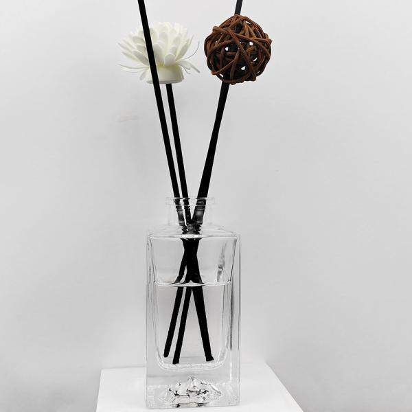 Round Glass Aromatherapy Reed Diffuser Bottles Perfume Rectangle Glass Bottle with Caps