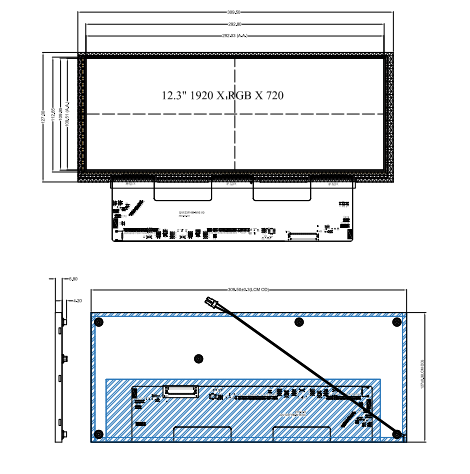 12.3 Inch Bar Type TFT LCD Module with 1920x720 Resolution and 700 Nits Brightness for Industrial and Vehicle Displays