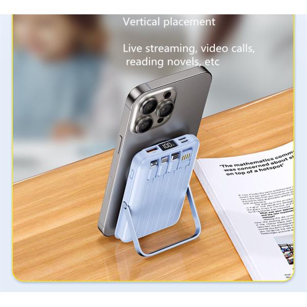 Universal Phone White Mini Powerbank with PD20W 22.5W Wired and Wireless Charging 10000mA