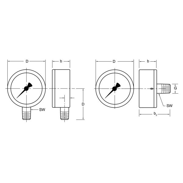 63mm 8 KPa Zero Panel Mount Pressure Gauge