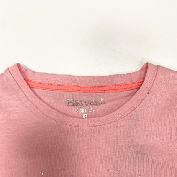 100% Combed Cotton Girl's Beaded Embroidered Short Sleeve Summer T-Shirt Slub Jersey