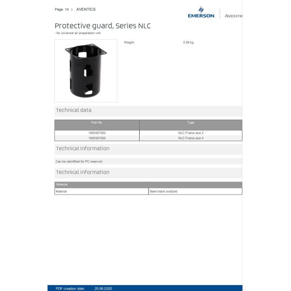 AVENTICS Protective Guard Series NLC – 1820507002 For Universal Air Preparation Unit
