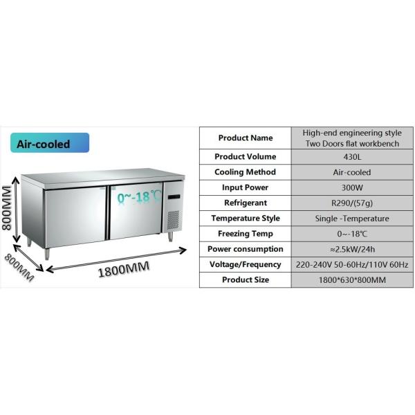 High Speed 2 Door Undercounter Freezer Intelligent Automatic Frost For Wine Bar