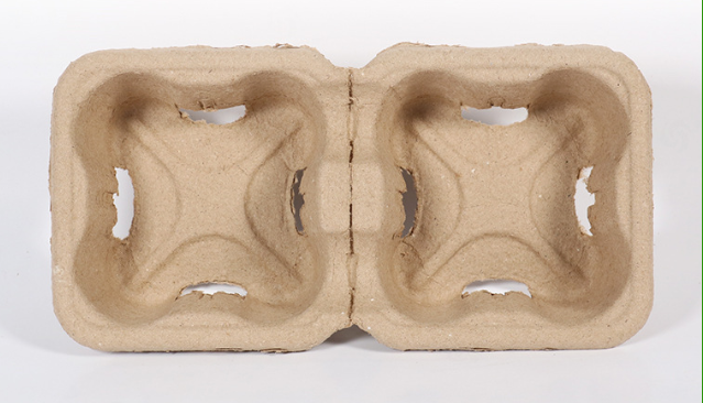 Pulp Double Cup Holder Tearable 98mm Biodegradable Disposable Coffee Tray