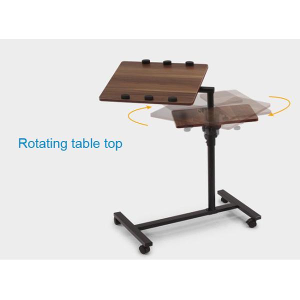 Foldable Overbed Table Swivel Top , Wood Grain Rotating Table Top