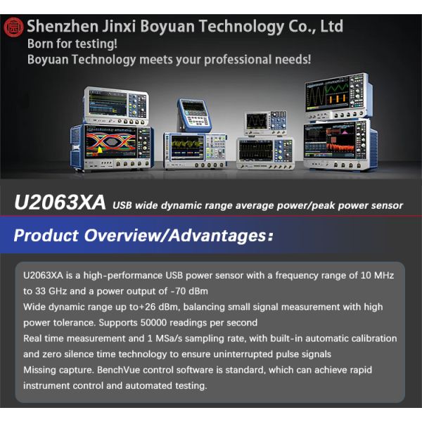Keysight U2063XA USB Power Sensor with 10 MHz to 33 GHz Frequency Range and Wide Dynamic Range