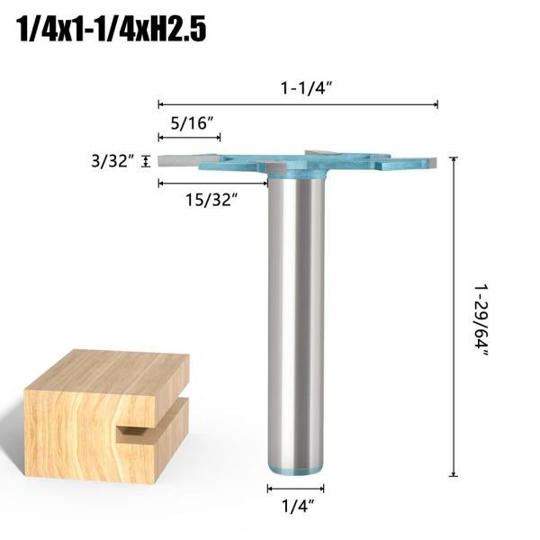 4 Blade Cnc Engraving Bits T Type Slot Bit Milling Cutter 6mm 1/4 Shank Cleaning