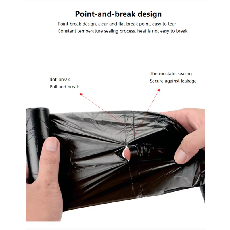 Biodegradable black flat-bottomed corner support garbage bags, used for packaging toilet paper and Tampon plastic waste rolls