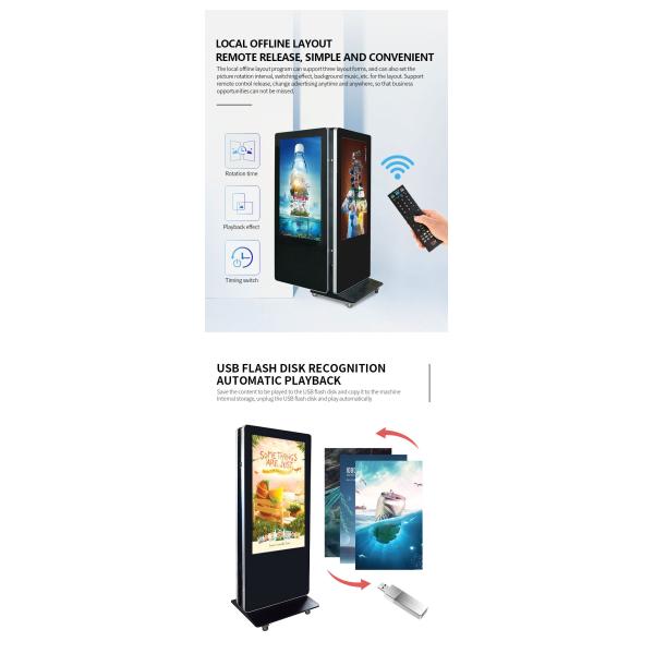 75" 85" Movable Double Sided Sync Displaying WiFi Digital Signage