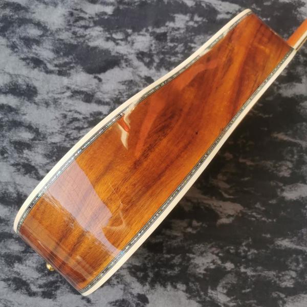 Custom 41-inch all-KOA wood ebony fingerboard, dreadnought, D45 Martin style, abalone inlaid acoustic guitar