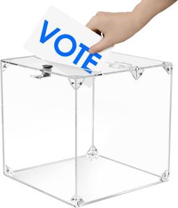 China Acrylic Donation Box, 9.8 x 9.8 x 9.8 Large Ballot Box, Suggestion Box with Lock - Large Comment Box - Clear Money on sale