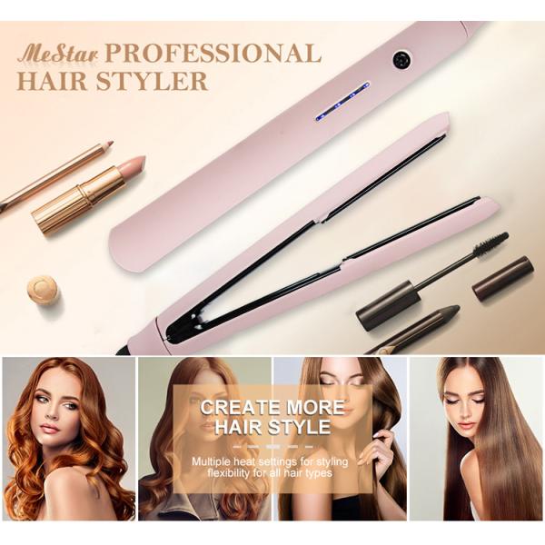 55W 2 In 1 Ceramic Tourmaline Ionic Flat Iron Hair Straightener Curler LED Display