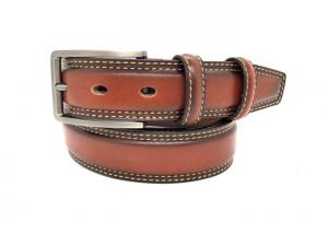 Buy cheap Brown Mens Leather Dress Belt Feather Edge Double Stitching With Zinc Alloy Pin Buckle product