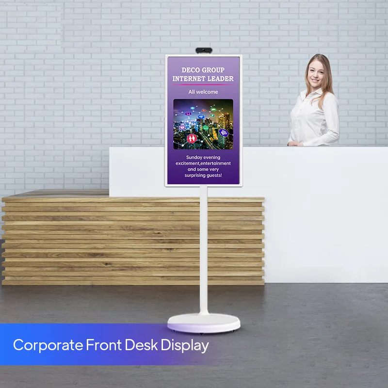 21.5-inch Portable Smart Display on Wheels, Battery Powered Standby Screen for Fitness, Yoga and Live Streaming