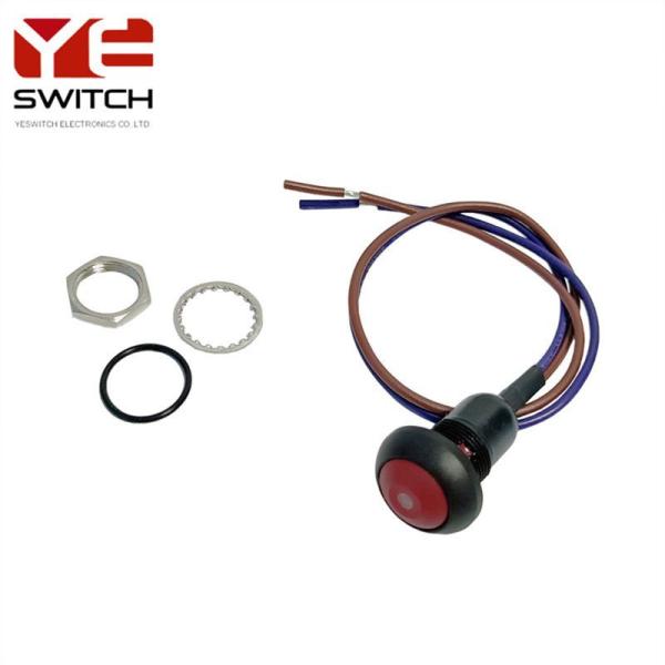 Water Resistant 12mm Momentary Button Mini Round Wired Round Push Button Switch