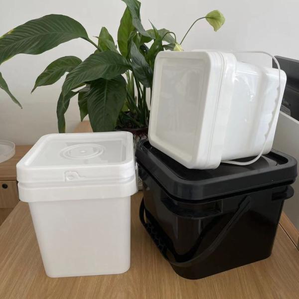 Blue 20 KG Square Pail with Lid and Handle Space-Saving Coffee Bean Storage Solution
