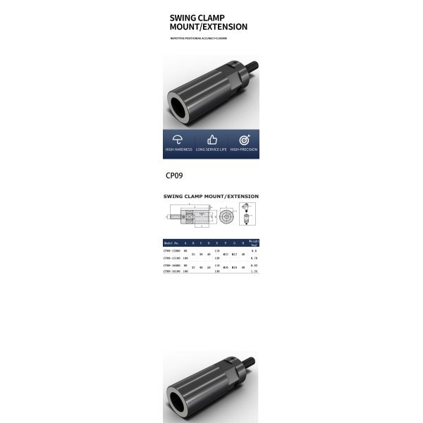Swing Clamp Heat-Treated S45C Steel with Black Oxide Finish for Workholding CNC Fixtures