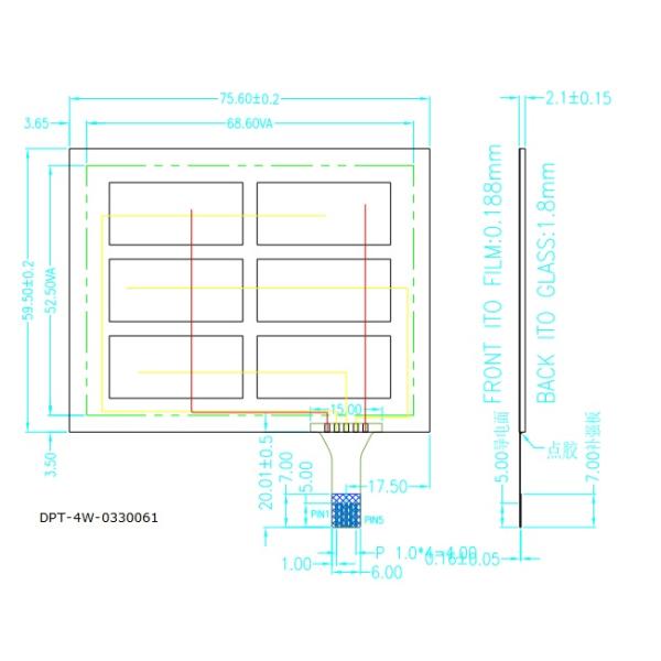 Custom 3.3" Resistive Touch Panel ITO LCD Digitizer TP with 4PIN Port
