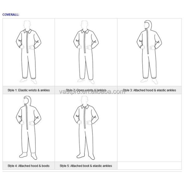 PP PE 55GSM Hooded Disposable Protective White Tyvek 400 Coveralls with Customization